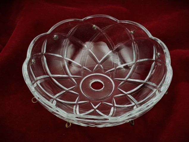 Vintage chandelier glass pan dish Approx.125mm width 9 pin holes