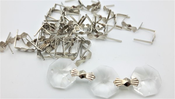 Chrome Chandelier Bow Clips For Pinning Crystal And Glass 11mm Closed 