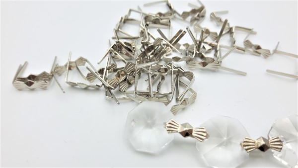 Chrome Chandelier Bow Clips For Pinning Crystal And Glass 11mm Closed 