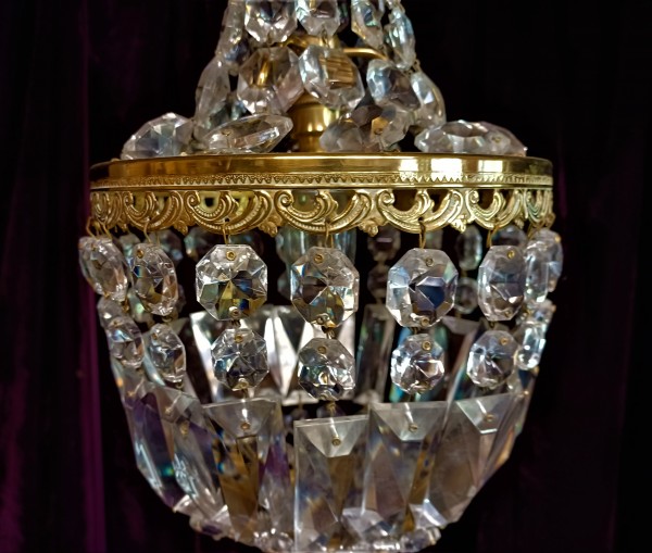 Crystal And Brass Chandelier SOLD