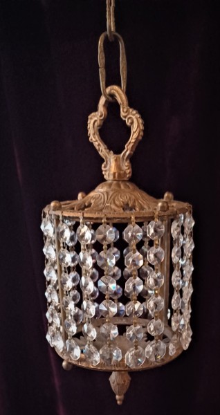 Vintage Single Light Crystal Chandelier Lantern SOLD