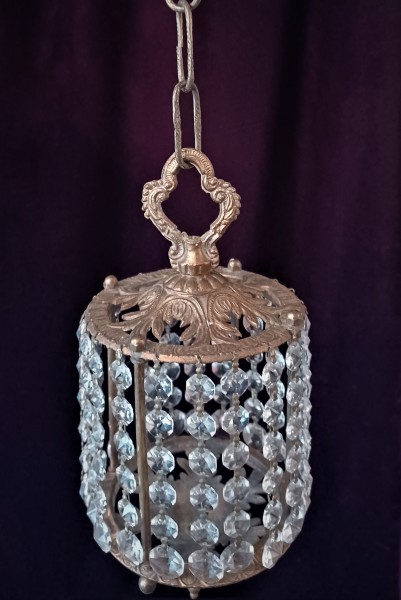Vintage Single Light Crystal Chandelier Lantern SOLD