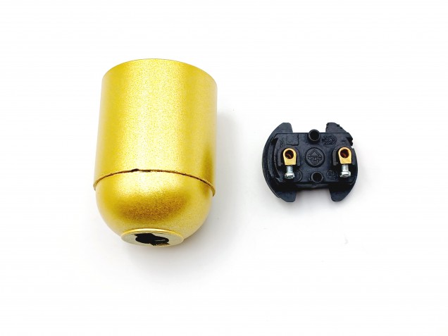 E27 - ES 3 part lamp holder gold plain skirt