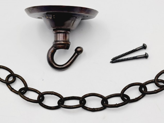 Antique dark bronze Ceiling Rose Hook with chain and screws