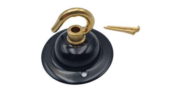 Black And Brass Metal Ceiling Rose Hook Plate With Brass Screws