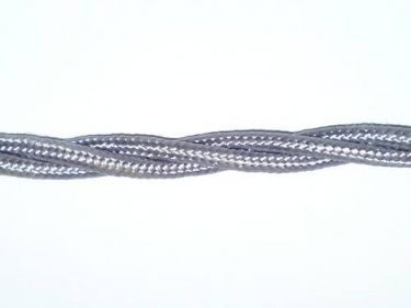 Braided silk flex silk woven electric cable in silver 3 Core 0.75mm