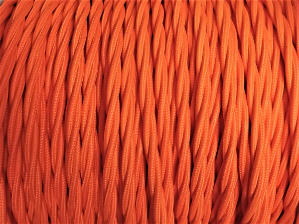 Braided 3 core silk flex lighting cable orange 0.75mm