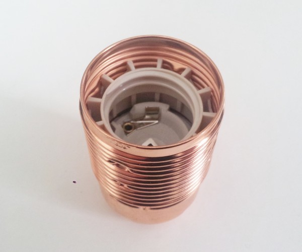 E27 Copper Lamp Holder 3 Part Plus Shade Rings 