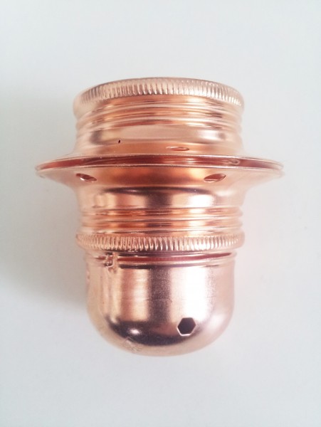 E27 Copper Lamp Holder 3 Part Plus Shade Rings 