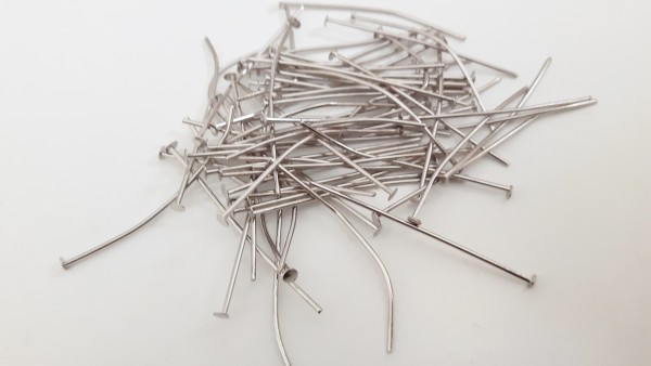 100 grams of Nickel pins 40mm x 0.8mm (approx 430 pins)
