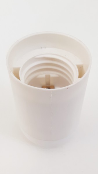 E27 2 PART WHITE PLASTIC LAMP HOLDER PLAIN SKIRT