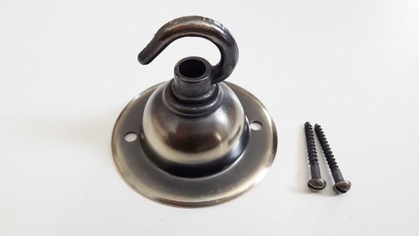 Chandelier hook with screws in brushed antique