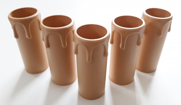 drip plastic candle tubes in brown 70mm height x 27mm internal diameter