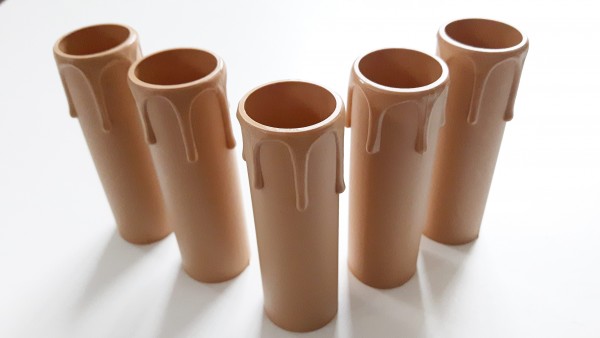 drip plastic candle tubes in brown 90mm height x 27mm internal diameter.