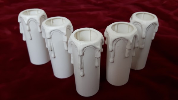 white plastic drip effect candle tubes 70mm height x 23.5mm internal 27mm external