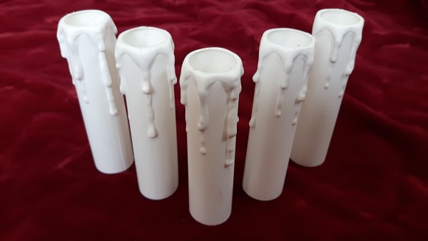 WHITE PLASTIC DRIP EFFECT CANDLE TUBES 100MM x 23.5mm