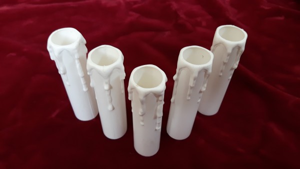 WHITE PLASTIC DRIP EFFECT CANDLE TUBES 100MM x 23.5mm