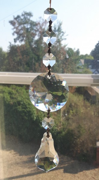 Crystal Suncatcher Hanging Crystal roundal, pear drop and 4 Swarovski Octagons