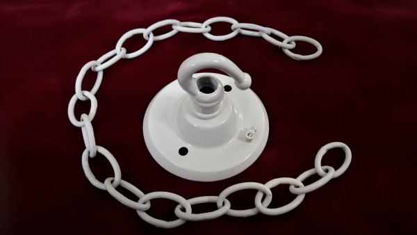 Solid Ceiling Rose Hook Plate With Chain In White Hanging Suspension Fixing Plate 15kg Max Load