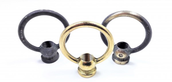 Brushed antique chandelier hook closed loop solid brass 10mm thread 42mm 