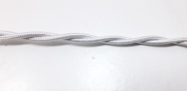 BRAIDED 2 CORE FLEX ELECTRIC CABLE BRIGHT SILVER 0.75mm