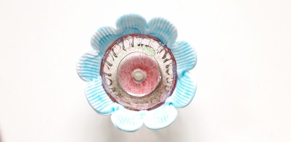 Vintage Murano Chandelier glass bobeche in pink and blue