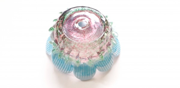 Vintage Murano Chandelier glass bobeche in pink and blue