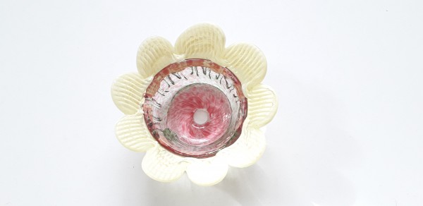 Vintage Murano Chandelier glass bobeche in pink and yellow