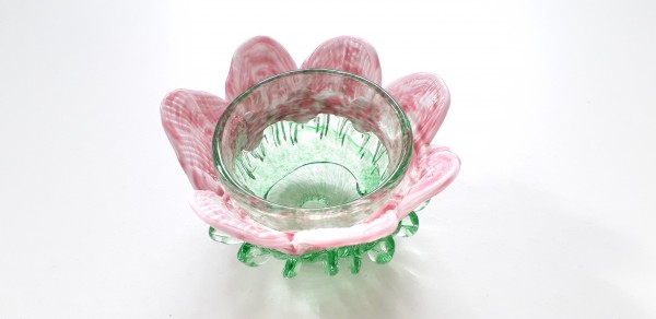 Vintage Murano Chandelier glass bobeche in green and pink
