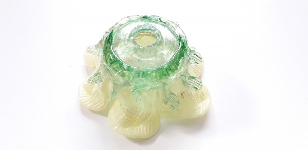Vintage Murano Chandelier glass bobeche in green and yellow