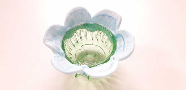 Vintage Murano Chandelier glass bobeche in green and blue