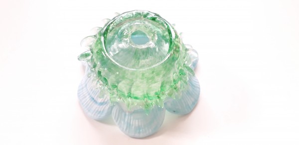 Vintage Murano Chandelier glass bobeche in green and blue