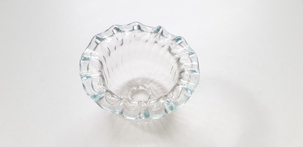 Murano Chandelier glass candle cup with faint blue rim