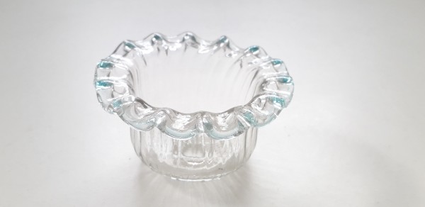 Murano Chandelier glass candle cup with faint blue rim
