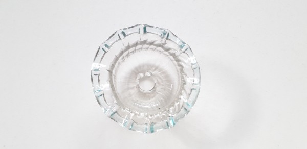 Murano Chandelier glass candle cup with faint blue rim