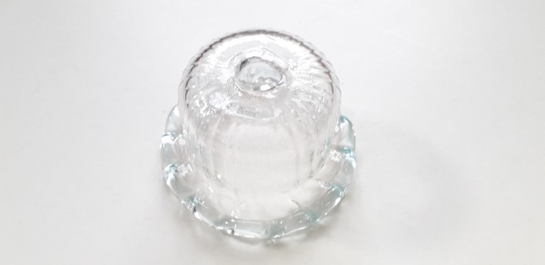 Murano Chandelier glass candle cup with faint blue rim