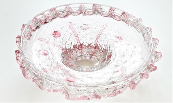 Pink and Clear Murano Chandelier Bottom Bowl SOLD