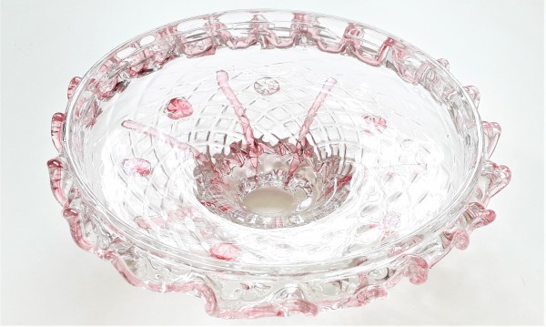 Pink and Clear Murano Chandelier Bottom Bowl