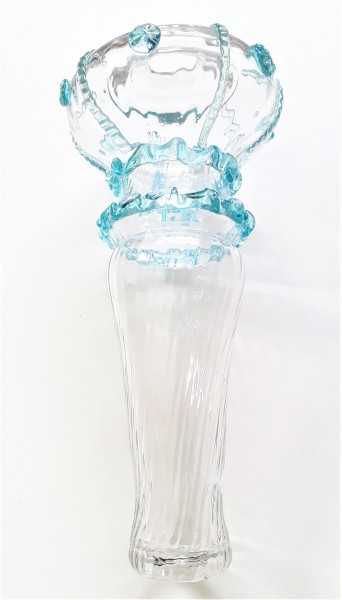 Antique Murano Chandelier Stem Glass Blue and Clear