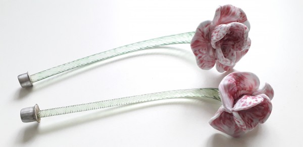 Murano Chandelier Flowers - Pink Flower Green Stem