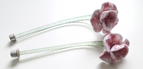Murano Chandelier Flowers - Pink Flower Green Stem