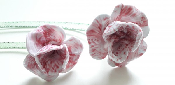 Murano Chandelier Flowers - Pink Flower Green Stem