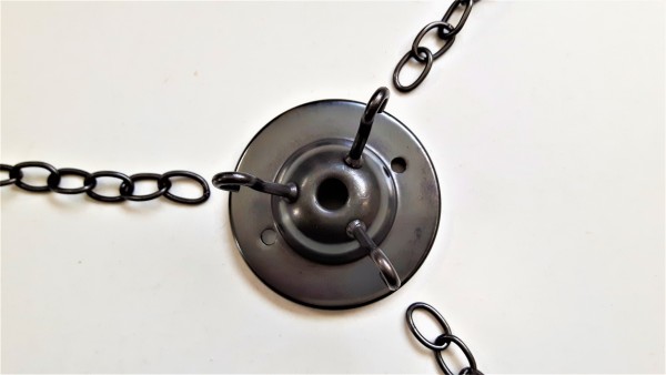 3 hook ceiling plate dark bronze with 3 x 12 inch lengths of dark bronze chain