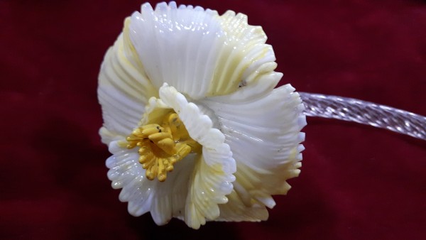 Murano Chandelier Flower - Yellow Flower Clear Stem B stock tray MB1