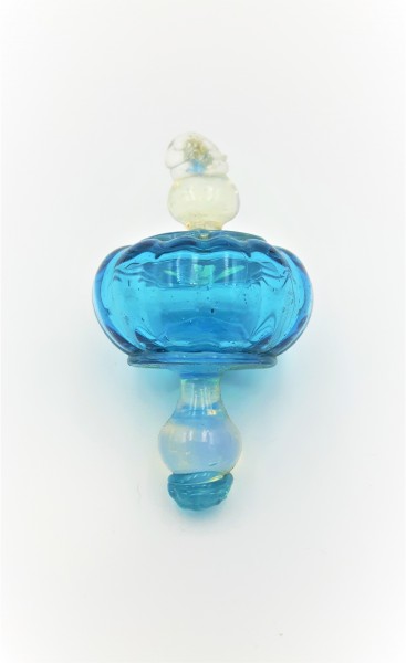 Murano Chandelier finial Drop Dark Blue and milky blue  