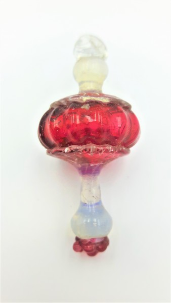 Venetian Murano Chandelier finial Drop Red and milky blue  SOLD 