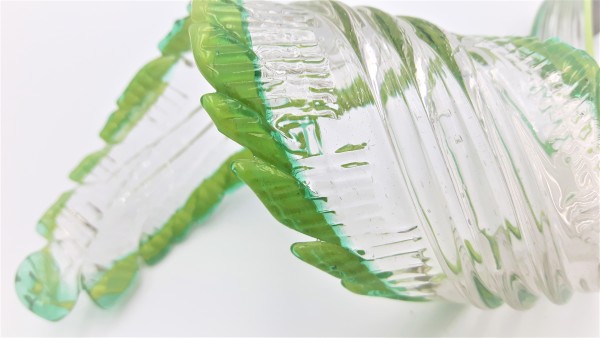 Green Murano Chandelier curled Leaf arm
