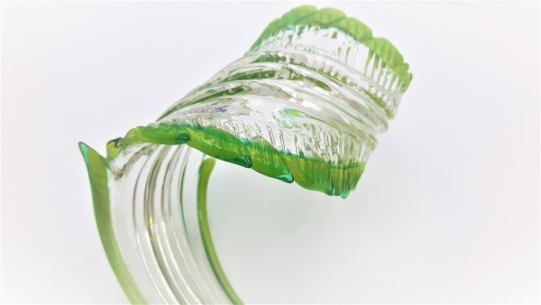 Green Murano Chandelier curled Leaf arm