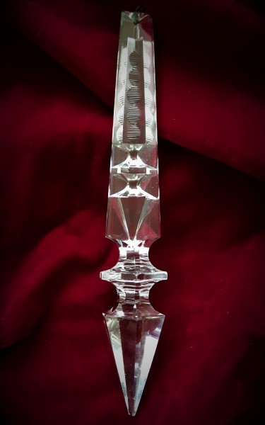Antique crystal cut neck half albert chandelier drop
