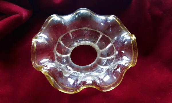 Clear with amber rim Murano chandelier drip pan Bobeche 100mm